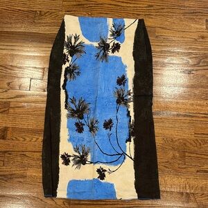 Zara Blue and Black Floral Maxi Skirt